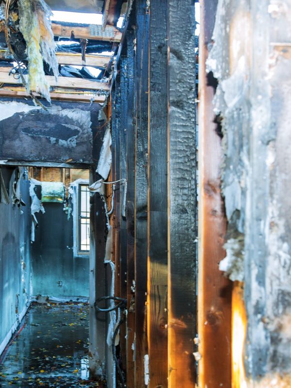 Fire damaged interior details arson from a home burnt black house after fire